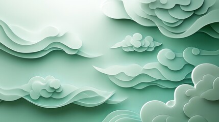 Poster - Crafting tranquility minimalist chinese cloud design jade surface art piece serene atmosphere aesthetic viewpoint cultural concept