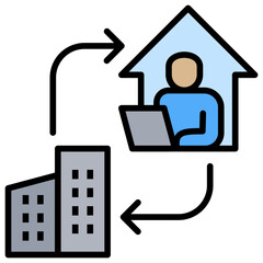 Poster - Hybrid Work Lineal Color Icon