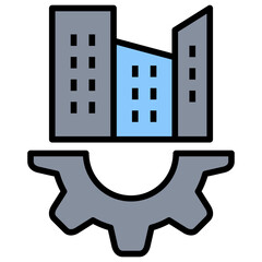 Poster - Office Building Lineal Color Icon