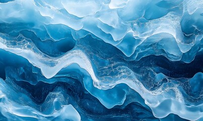 Poster - Abstract icy patterns of cool blue formations with textures and depth