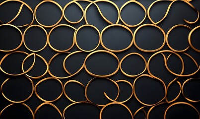 Poster - Abstract background with intertwined golden circles against a dark backdrop design