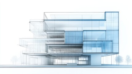 Poster - A cross-section blueprint of a modern building, showing structural elements and materials.