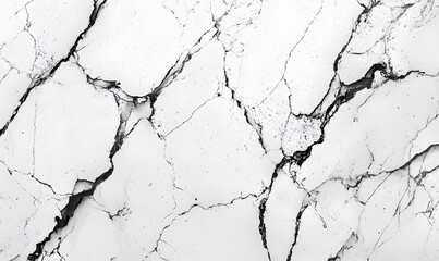 Poster - Cracked White Marble Texture with Dark Veins Detailed Mineral Stone Background