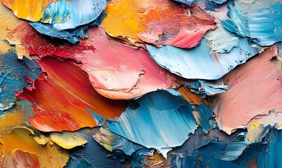 Poster - A textured and colorful abstract painting with thick brushstrokes and vibrant hues