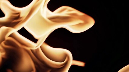 Poster - Abstract swirling flame on black background, vibrant and dynamic movement. Fire effect art