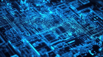 Poster - A high-resolution digital screen displaying a CAD-rendered architectural blueprint.