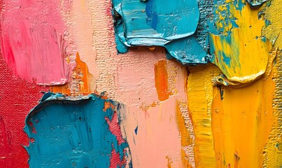 Poster - Abstract oil painting with bold brushstrokes and vibrant colors on canvas