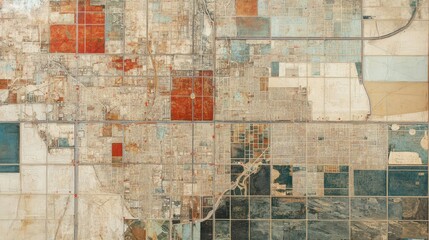 Poster - A large-scale city planning map pinned to a wall, showing roads, buildings, and infrastructure designs.