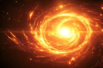 Wall Mural - brilliant cosmic swirl of fiery orange light in deep space
