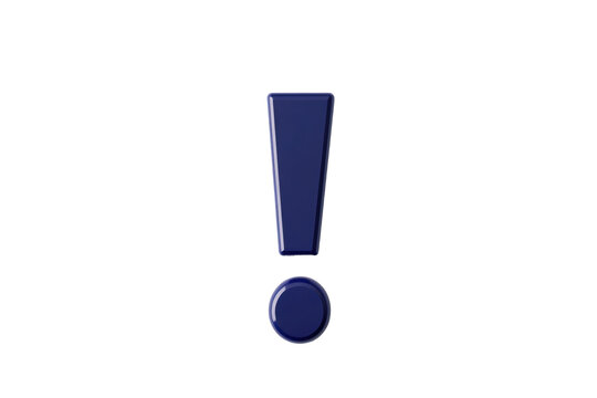 Exclamation mark in bold navy blue color, cut out