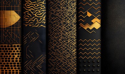 Poster - Elegant black and gold geometric patterns for luxury designs and applications
