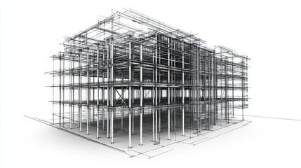 Poster - A technical drawing of a skyscraper, detailing column placement and load-bearing walls.