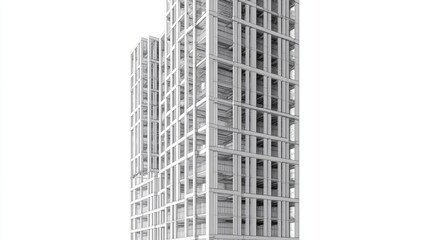 Poster - A technical drawing of a skyscraper, detailing column placement and load-bearing walls.