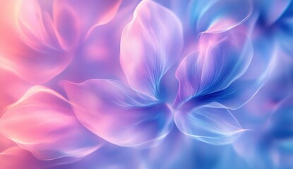 Poster - Abstract floral background with soft pastel colors of pink and blue, delicate petals blending seamlessly in a dreamy, ethereal aesthetic design