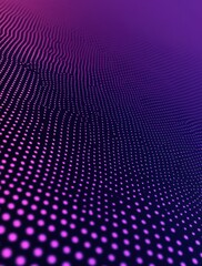 Poster - Abstract pattern of vibrant pink and purple dots in a wave formation creating a visually striking background with technological appeal