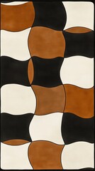Aufkleber - Abstract fluidity of organic shapes in brown, black, and cream tones
