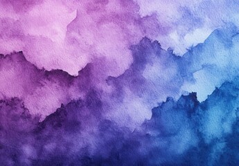 Poster - Abstract watercolor texture with soft clouds in vibrant shades of purple, pink, and blue for creative backgrounds and design projects