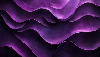 Poster - Abstract wavy patterns in deep purple and soft violet tones with smooth gradients flowing together creating a serene and dreamy background texture