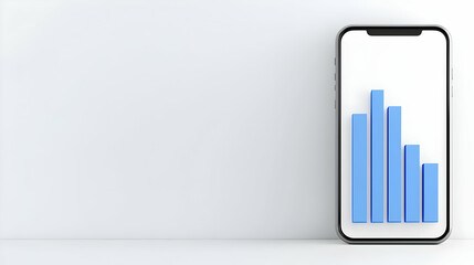Poster - Mobile Phone Displaying Blue Bar Graph on Minimalist Background