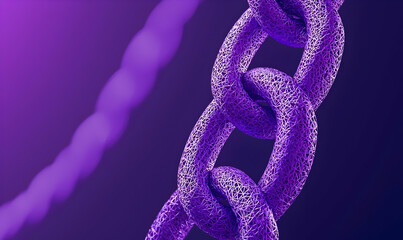 Poster - Abstract Purple Chain Links in Digital Space on Gradient Background