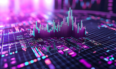 Poster - colorful digital stock market visualization with graphs and data