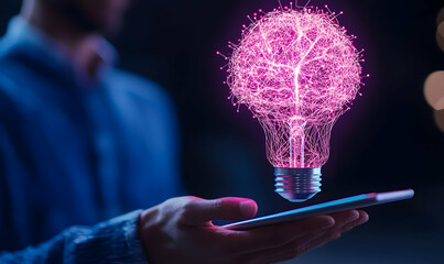 Poster - Innovative Concept of a Light Bulb with Tree Inside for Inspiration
