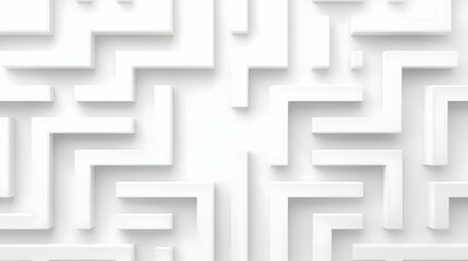 Poster - Abstract white maze design with clean geometric patterns and textures