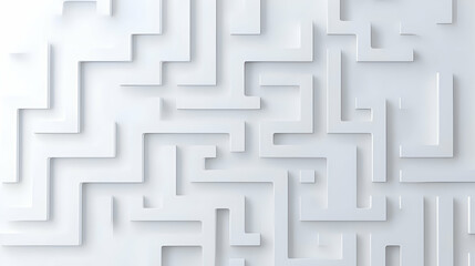Poster - Abstract White Maze Design with Geometric Shapes and Shadows