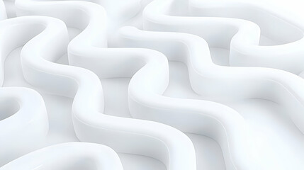 Poster - Smooth Curvy Lines on Glossy White Surface for Abstract Background