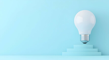 Poster - Isolated Light Bulb on Minimalist Background with Steps and Soft Light