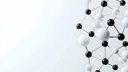 Poster - Abstract Molecular Structure with Black and White Spheres