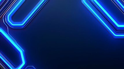 Poster - Futuristic Abstract Background with Neon Blue Lines and Shapes