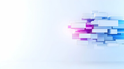 Poster - Abstract Background with 3D Block Shapes in Blue and Purple Colors