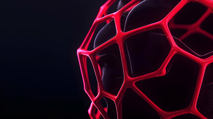 Poster - Futuristic Abstract Design with Red Geometric Structure on Black Background