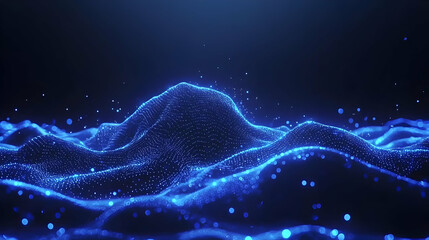 Poster - Abstract Blue Wave with Dots in Dark Background for Digital Design