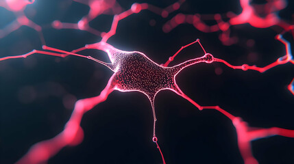 Poster - Abstract Neural Network with Neon Colors and Glowing Connections