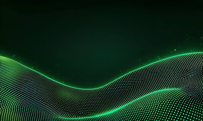 Poster - Abstract Green Wave Pattern with Dots and Light Effect Background
