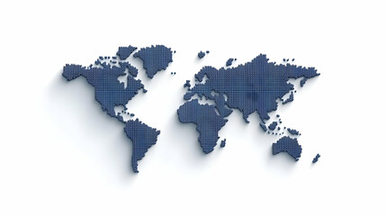 Poster - Blue Abstract World Map with Geometric Patterns and Shadows