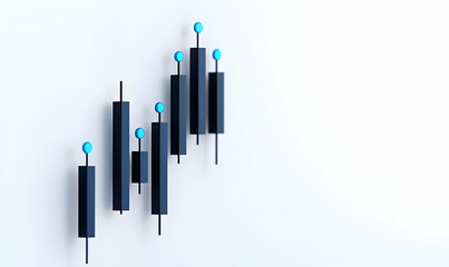 Poster - Modern Financial Graph with Candlestick Indicators and Blue Dots