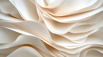 Poster - Abstract Waves of Cream Colored Paper Detailed Texture Background