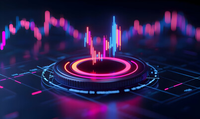 Poster - Abstract Digital Stock Market Data Visualization with Vibrant Colors