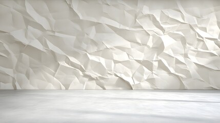 Poster - Textured White Wall with Crumpled Paper Effect for Creative Spaces