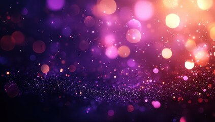 Poster - Colorful bokeh background with soft lights in vibrant hues of purple, pink, and orange creating a dreamy and festive atmosphere for visual projects