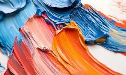 Poster - Colorful acrylic paint strokes close-up abstract art texture background