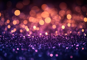 Poster - Elegant Abstract Background with Glowing Bokeh Lights in Shades of Orange and Purple for Creative Designs and Artistic Projects
