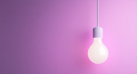 Poster - Elegant and Minimalistic Light Bulb Hanging Against a Soft Pink Background Highlighting Contemporary Design and Ambiance for Interior Spaces