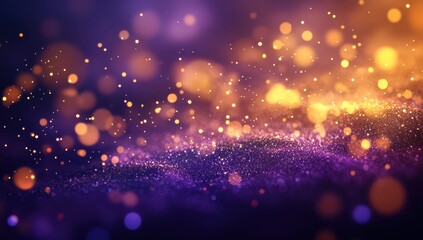 Poster - Enchanting Abstract Background with Glowing Bokeh Lights in Vivid Purple and Orange Hues for Use in Digital Designs and Creative Projects