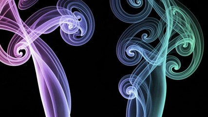 Aufkleber - Colorful swirling smoke on a black background, abstract art. Creative design concept