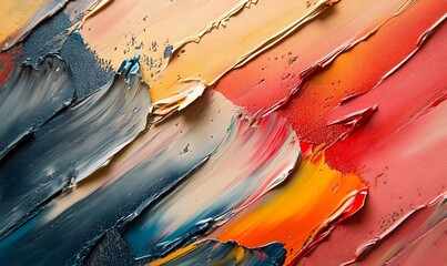 Poster - Abstract brushstrokes art background with vibrant texture and palette knife strokes