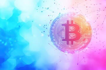 Poster - Vibrant Bitcoin Cryptocurrency Set Against a Dynamic Colorful Background Highlighting the Modern Digital Economy and Innovative Financial Concepts